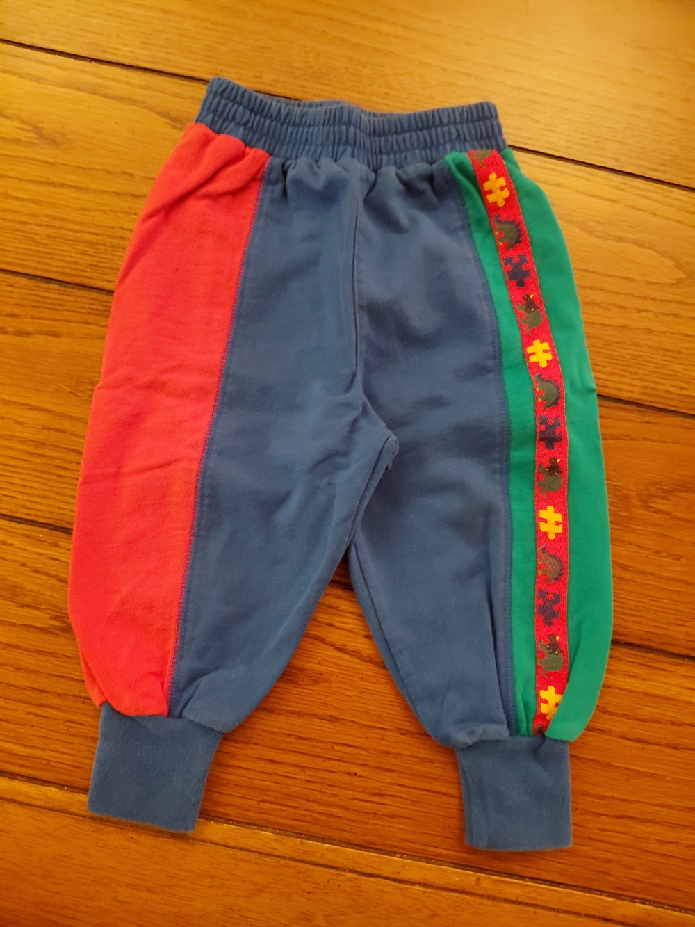 Kids Colorblock Jogger Pants in Blue, Red & Green - Brand Unspecified